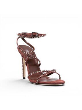 Paris Texas Holly Zoe 105 Stud Embellished Sandals Brown EU39 US 8.5 NIB